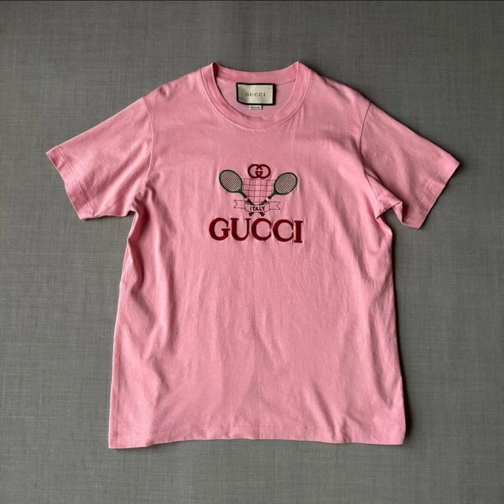 Gucci Pink Short Sleeve Tee with Cartoon Logo